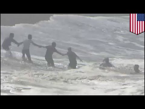 Посетители пляжа в Орегоне сформировали живую цепь для спасения отрезанных от берега пловцов