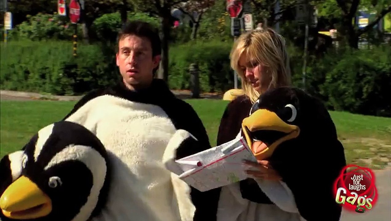 Kid Hides in a Halloween Penguin Suit Trick