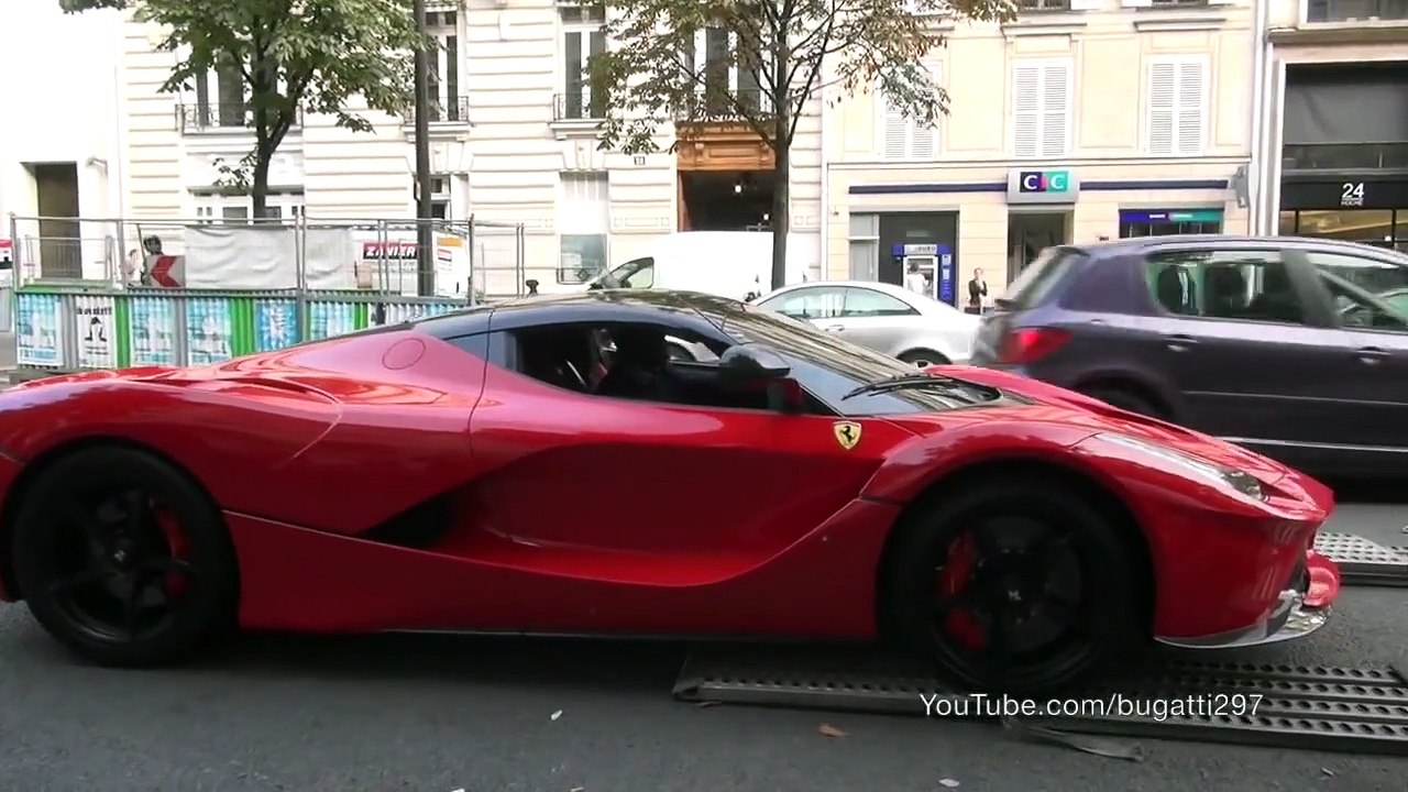 McLaren P1, Bugatti Veyron Vitesse, LaFerrari - Unloading & driving scenes in Paris !!