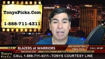 Golden St Warriors vs. Portland Trailblazers Free Pick Prediction NBA Pro Basketball Odds Preview 4-9-2015