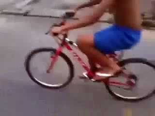 Amazig one wheeling by bicycle