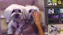 Two Dogs pet portrait in pastels : Speed Painting