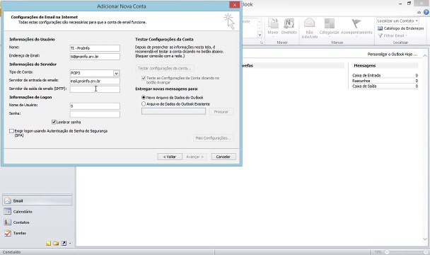 Tutorial de configuração de conta de e-mail no Outlook 2010-HD