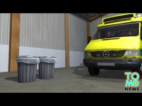 Une équipe paramédicale dépose un maccabée près des poubelles au lieux de la morgue