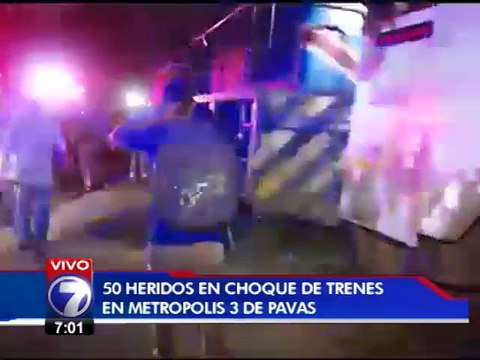 Más de 50 heridos tras choque de dos trenes en Pavas