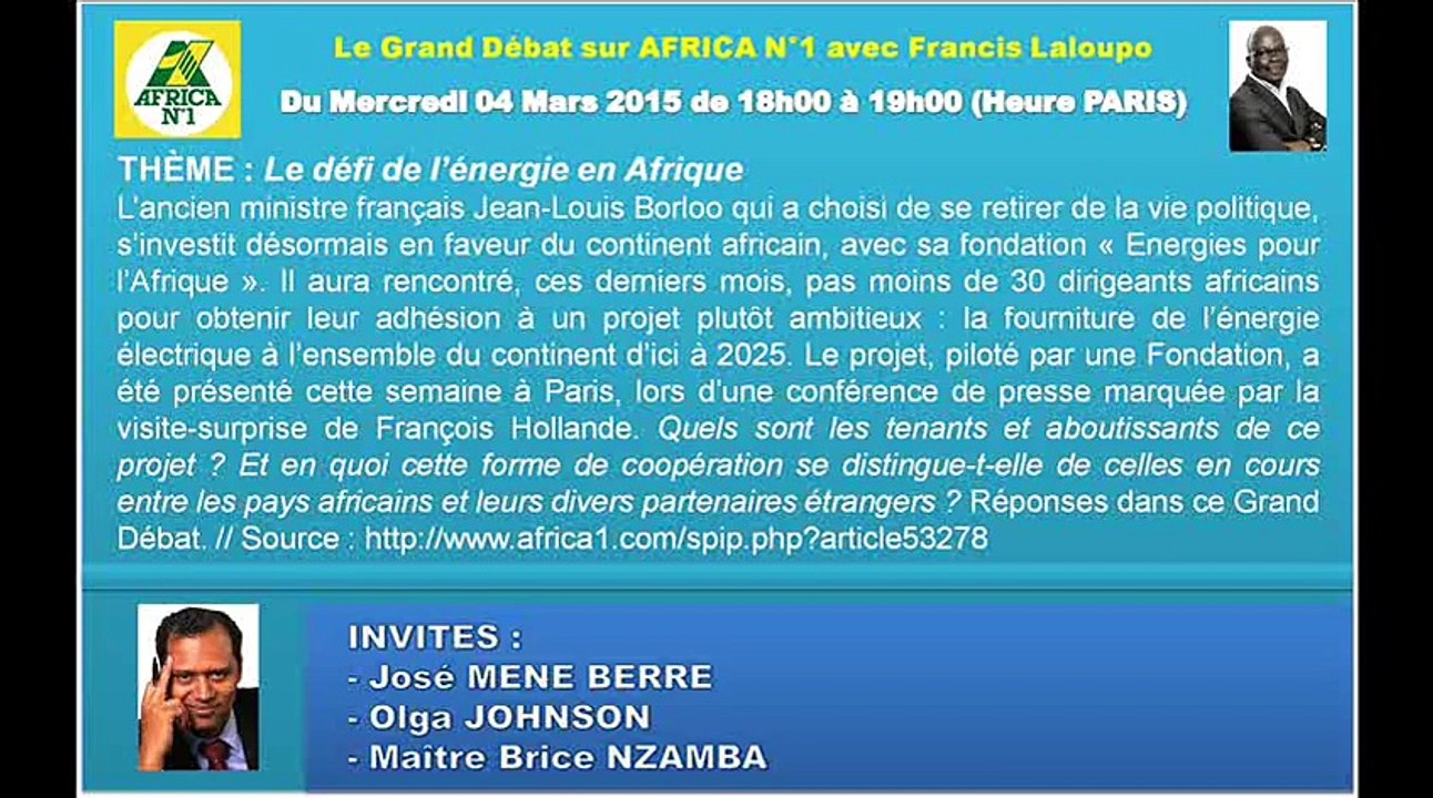 Débat sur le Projet Borloo d'léctrification de l'Afrique