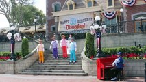 Disneyland 59th anniversary / birthday celebration with Dapper Dans, 59 characters