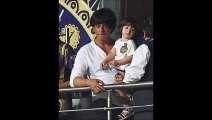 Shahrukh Khan with his son AbRam - KKR vs MI - IPL 2015