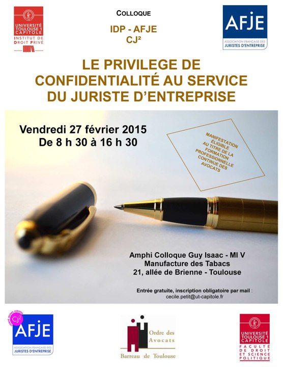 IDP-AFJE_Juriste d'entreprise - 1 - Discours d'ouverture (M. Hugues KENFACK, Doyen de la Faculté de Droit, Cécile LE GALLOU, Maître de Conférences HDR, UT1 Capitole et Tristan CARAYON, Responsable du Comité des Jeunes Juristes Midi-Pyrénées AFJE)