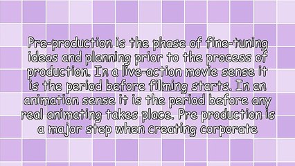 Pre Production Checklist