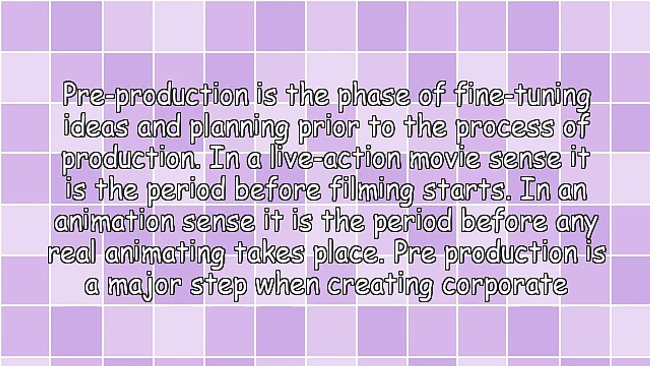 Pre Production Checklist