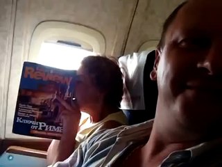 First time on a plane. Scared woman. Funny!