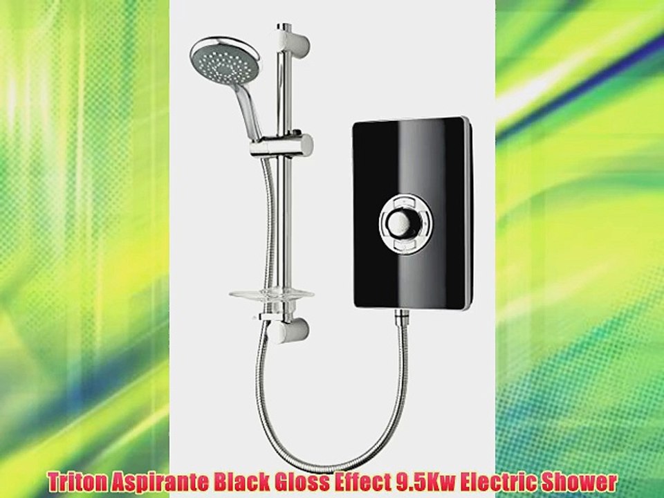 Triton Aspirante Black Gloss Effect 95Kw Electric Shower With 5 Spray Rub Clean Showerhead