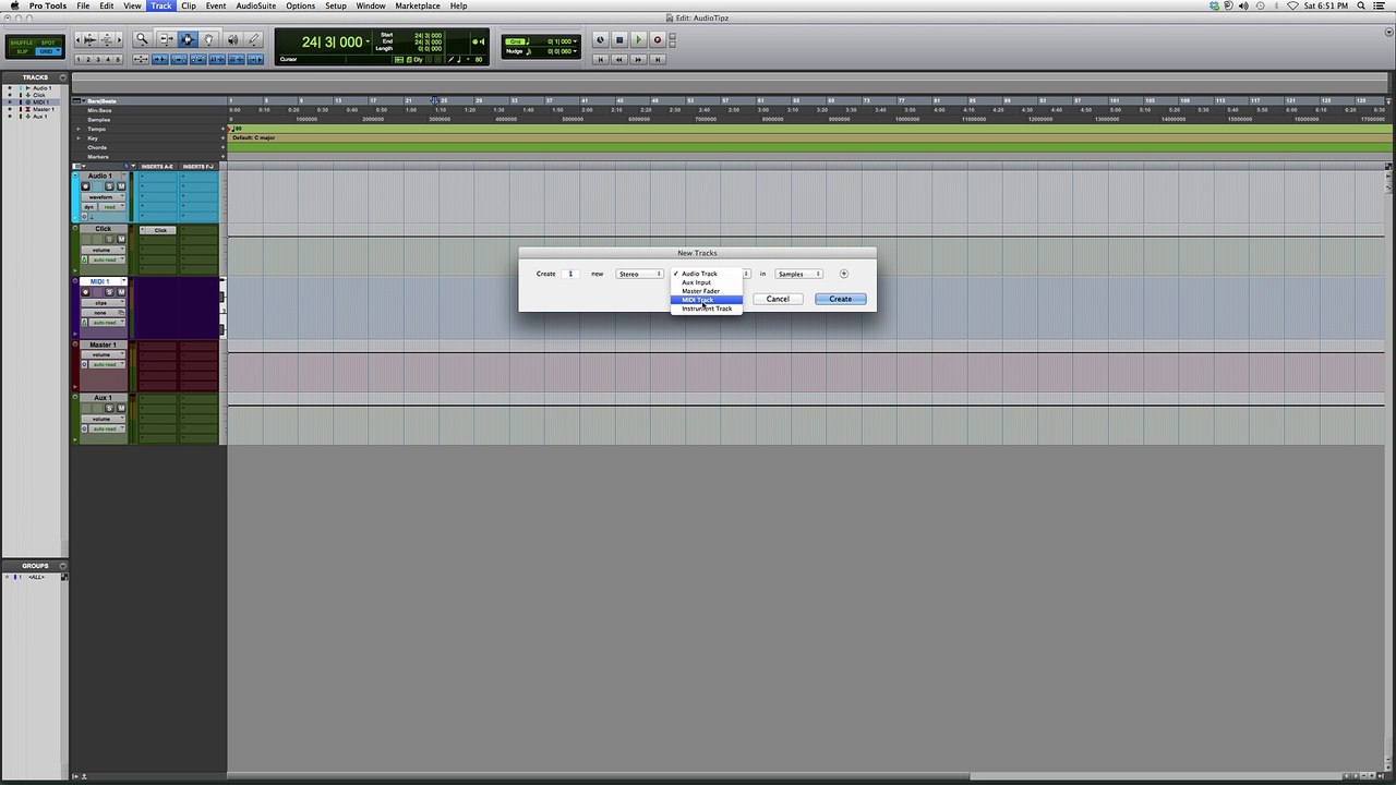 Creating An Instrument Track In Protools