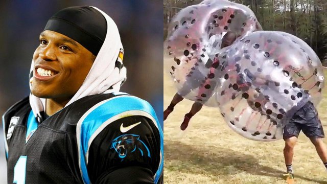 Panthers' Quarterback Cam Newton Has a Hilarious Game of 'Knockerball'