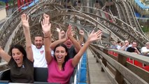 High Five Wooden Roller Coaster POV On-Ride Happy Valley Wuhan China Dauling Dragon