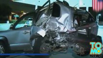 حادث سير مريع وسيدة من تكساس تسقط من على المتحلق السريع بعد أن صُدِمت سيارتها المتوقفة