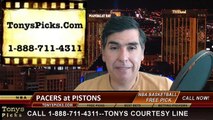 Detroit Pistons vs. Indiana Pacers Free Pick Prediction NBA Pro Basketball Odds Preview 4-10-2015