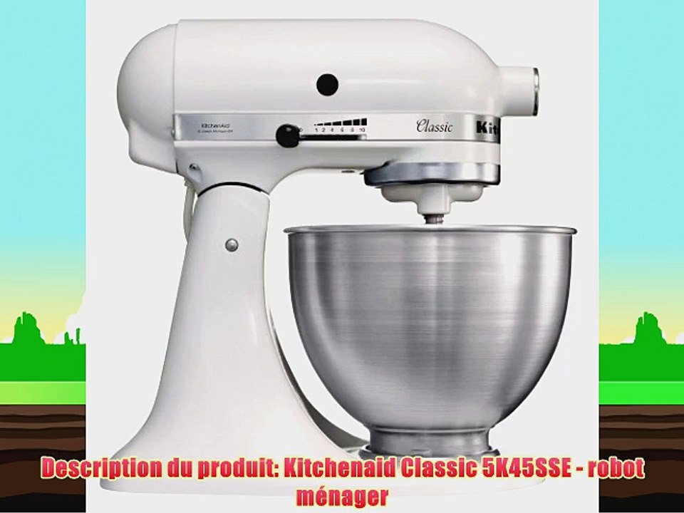 Kitchenaid 5K45SSEWH Serie Classic Robot Mixeur Multifonctions Blanc