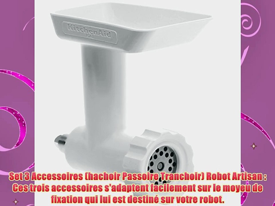 Kit 3 accessoires FPPC Accessoires pour Kitchenaid Kit Passoire Tranchoir Rape a Cylindres