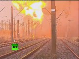 Video of massive explosion & fire as trains collide in Poland