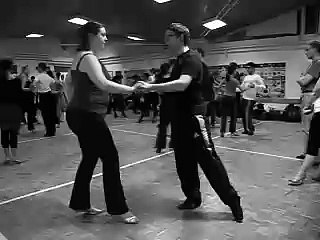 Rumba hip twist into fan, alemana then sliding doors