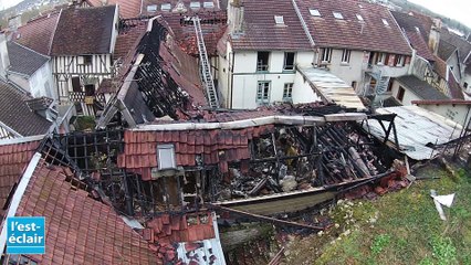 Images aériennes après le violent incendie de Bar-sur-Seine