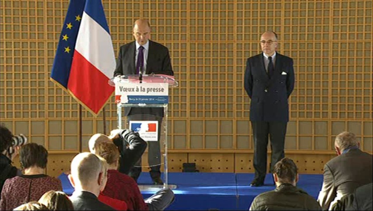 Archive - Vœux 2014 à la presse - Moscovici, Cazeneuve et Hamon