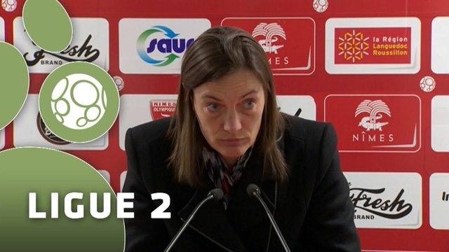 Conférence de presse Nîmes Olympique - Clermont Foot (0-1) : José PASQUALETTI (NIMES) - Corinne DIACRE (CF63) - 2014/2015