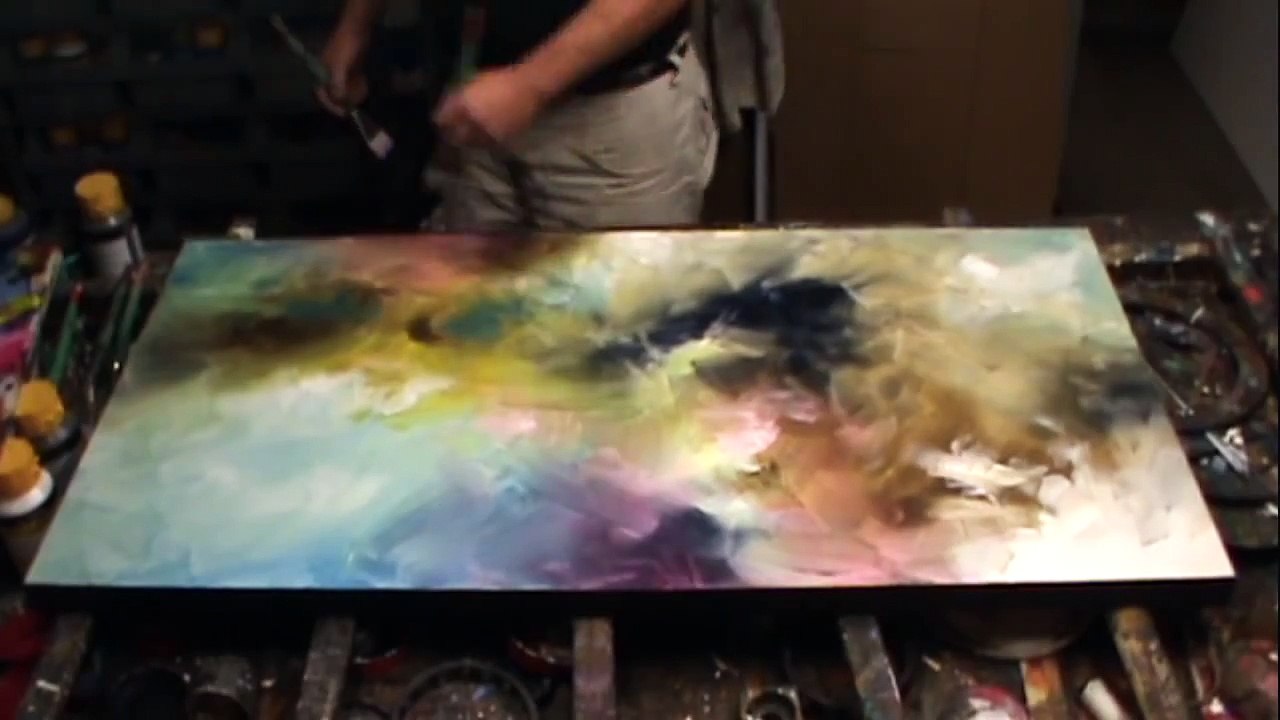 abstract art painting demo. depth & movement with simple blending & washes. Fun & Easy
