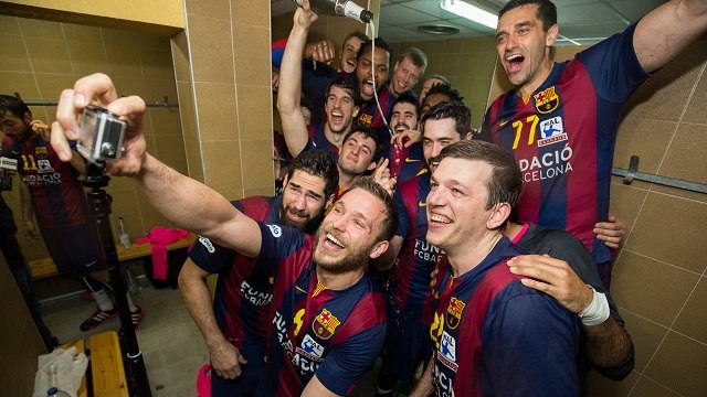 FCB Handbol: Celebració títol de lliga ASOBAL 2014/15