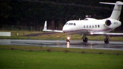 Gulfstream GIV-X Private Jet Takeoff In Wet Conditions