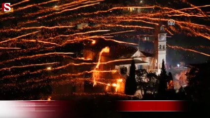 Sakız Adası'nda Paskalya roket savaşıyla kutlandı