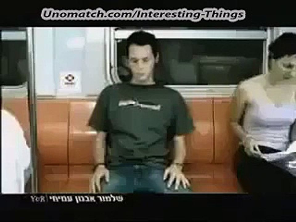 Young Lady Copying Man in Train