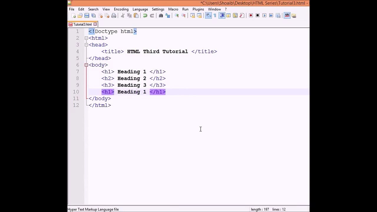 HTML Tutorial 03 - Headings, Paragraphs and Line Break