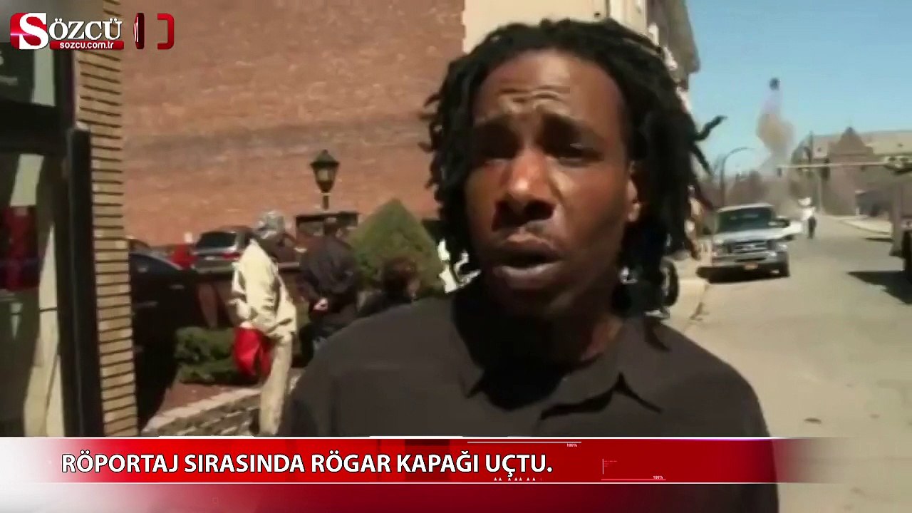 Röportaj sırasında rögar kapağı uçtu