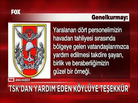 Türk Silahlı Kuvvetleri Ağrı Diyadin'de yaralı askerleri taşıyan halka teşekkür etti