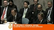 UN Security Council approves ceasefire resolution - 09 Jan 09