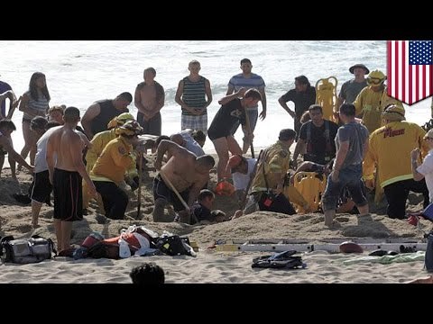 Hombre enterrado vivo cuando un túnel de arena colapso sobre él en una playa de California