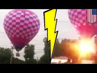 Globo de aire caliente produce explosiones al quedar atrapado en líneas de alta tensión