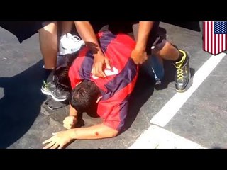 Ladrón de autos es detenido por transeúntes en el estacionamiento de un centro comercial