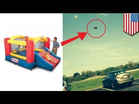 Niños gravemente heridos cuando un castillo inflable es elevado por el viento