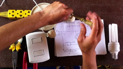 como conectar dos focos con interruptor doble