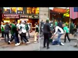 New York Jets fight: St Patrick’s Day brawl caught on video mars celebrations in New York City