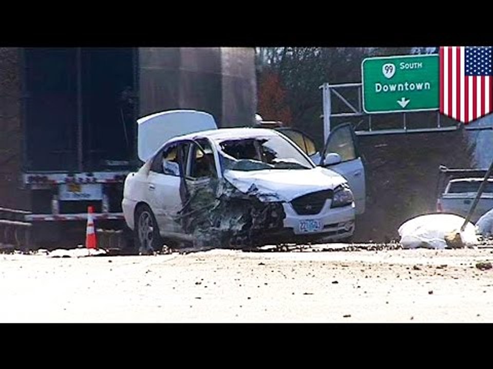 Defying death: Woman survives jumping off a bridge in flames after crashing her car