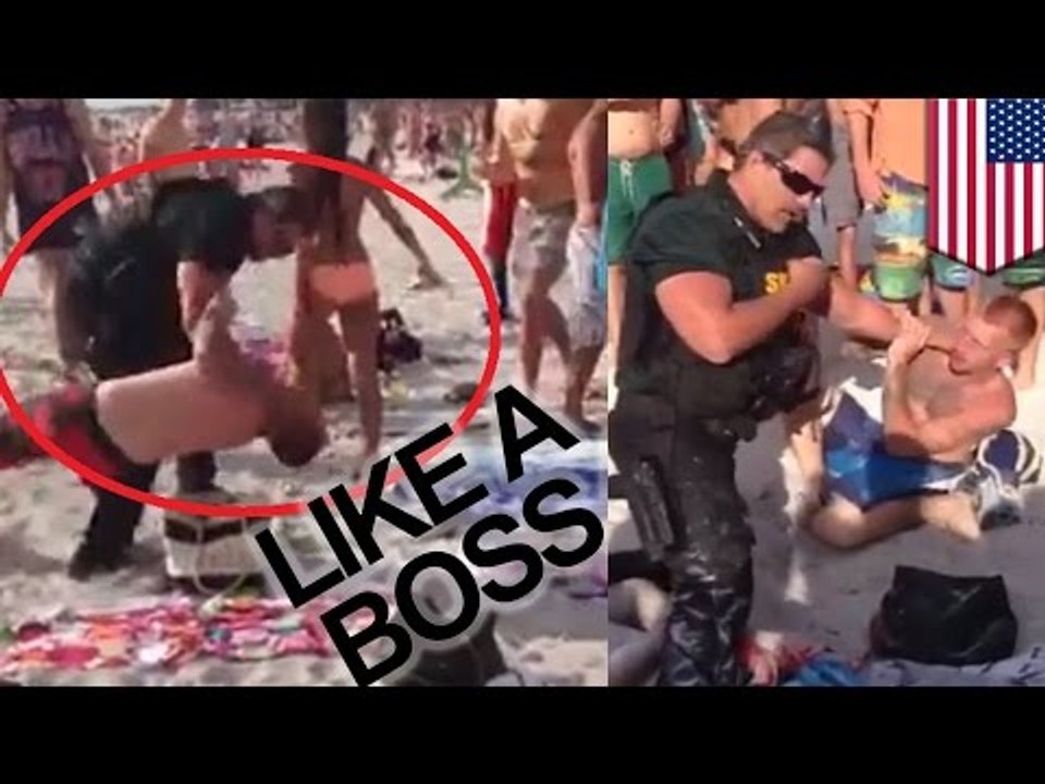 Spring break 2015: Florida cop Bryan Bingham takes down two drunk suspects on Florida beach