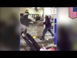 Caught on tape: Gas station attendants assaulted with their own weapons, suspect arrested