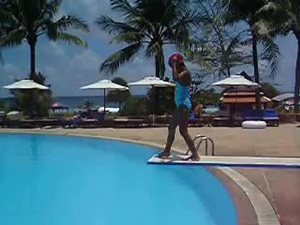 Jumping into a swimming pool