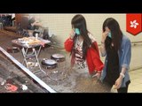 Babae, natamaan ng water bomb, habang kumakain sa restaurant sa HK!