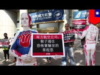 PETA, nag-protesta nang halos-hubad laban sa China Southern Airlines sa Taiwan!
